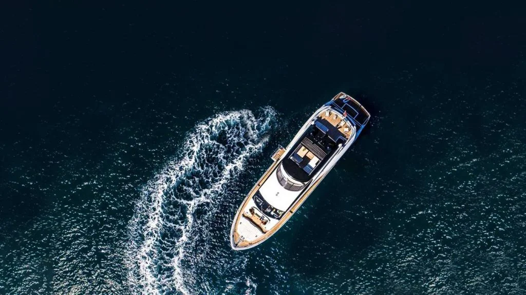 Boat in ocean. Marine Finance
